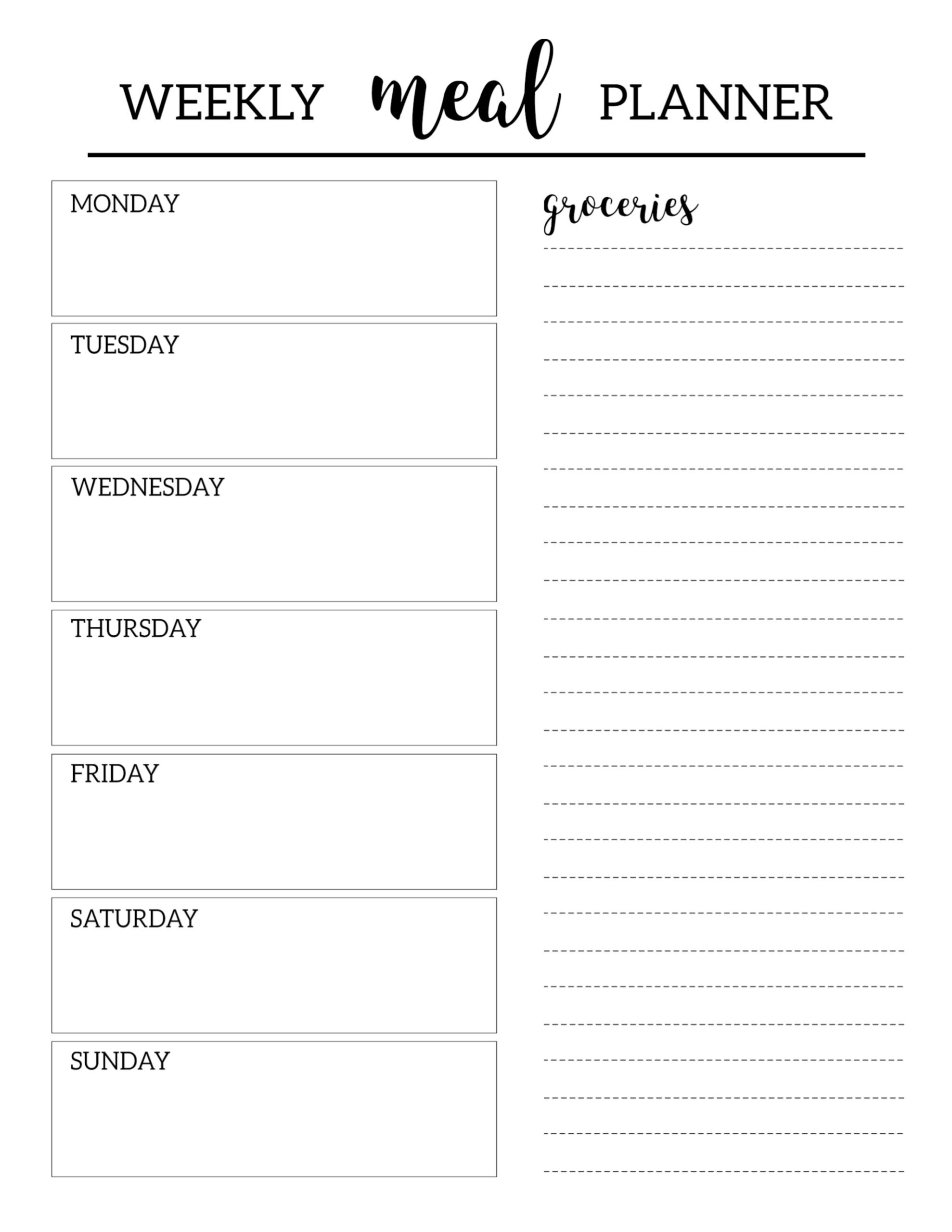 Printable Meal Plan Template Free Printable Meal Plan Template Free