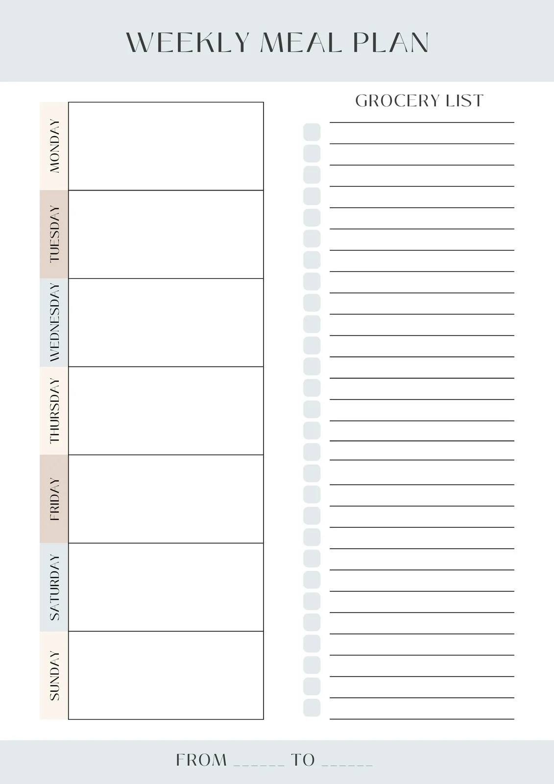 Meal Plan Printable Template