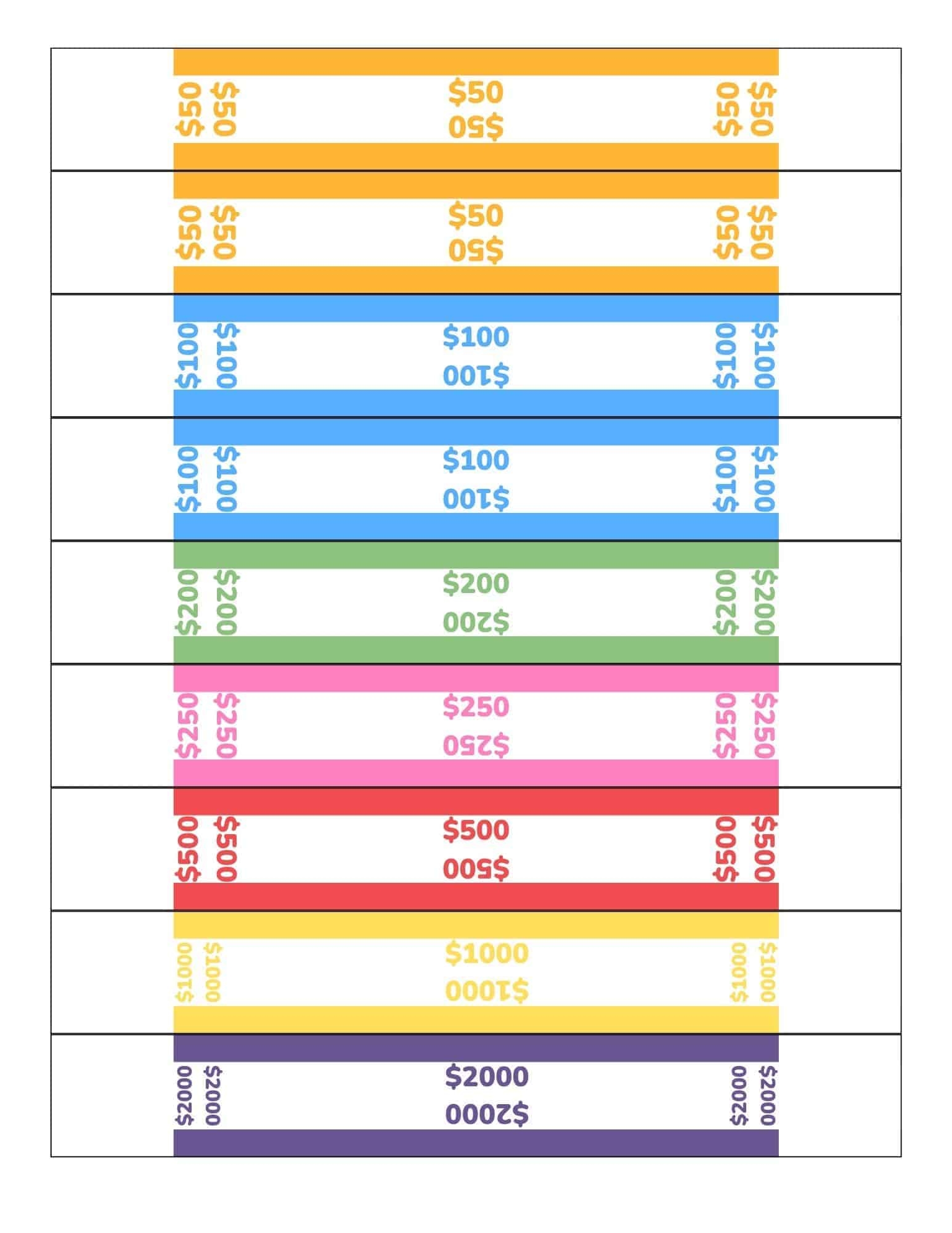 Free Printable Money Bands For Organizing Bills