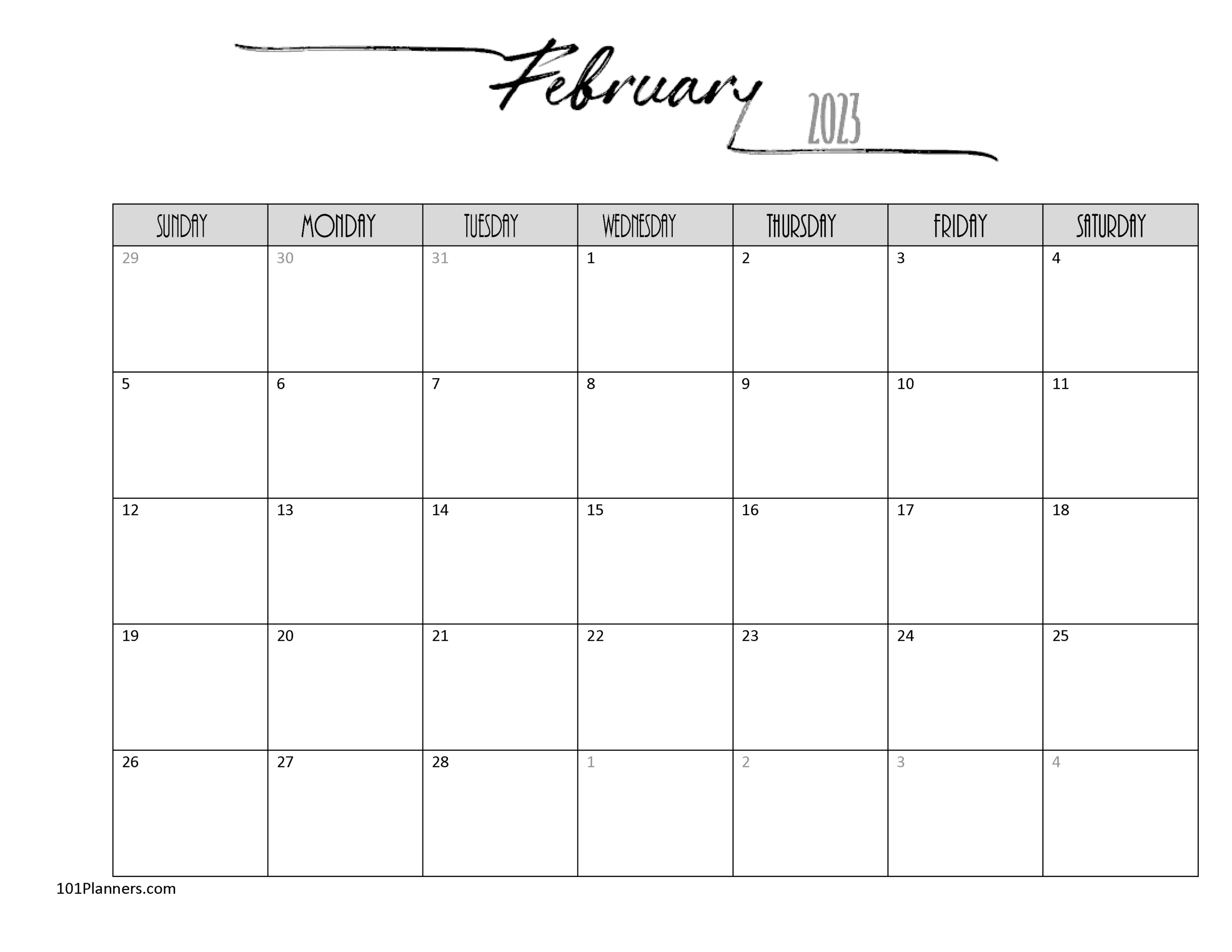 FREE Printable Monthly Calendar Template Instant Download