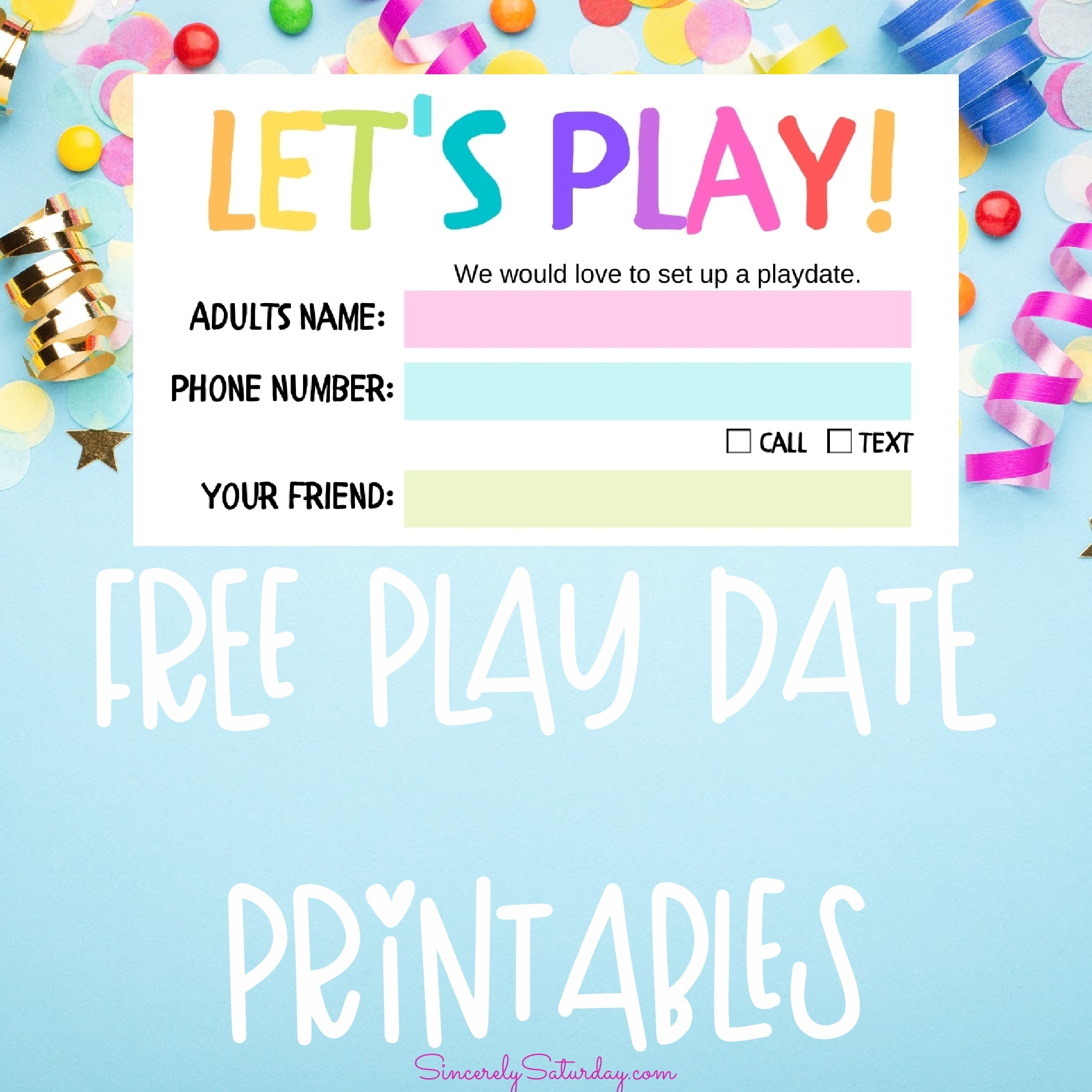 Free Printable Play Date Calling Cards Sincerely Saturday