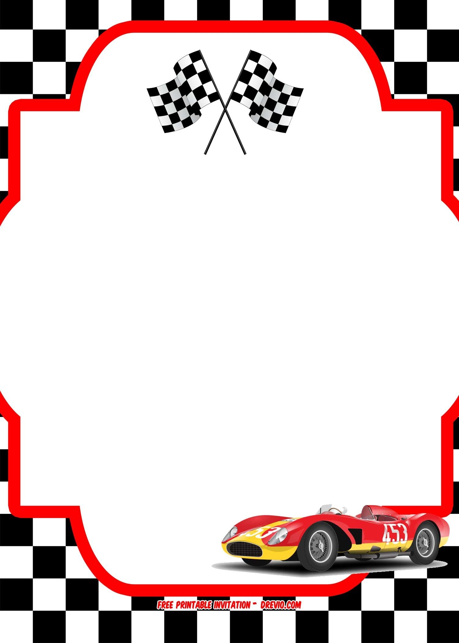 FREE Printable Race Car Invitation Templates