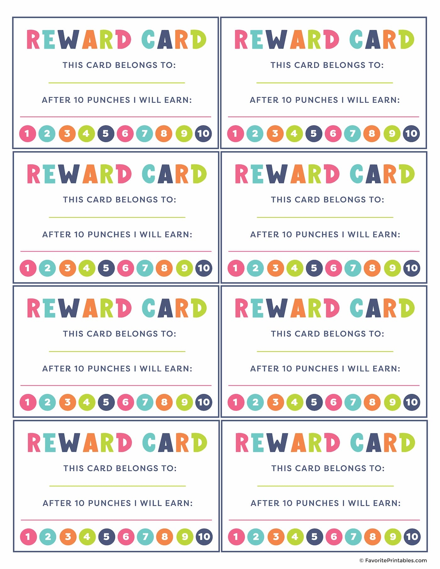 Free Printable Reward Punch Cards For Kids Favorite Printables