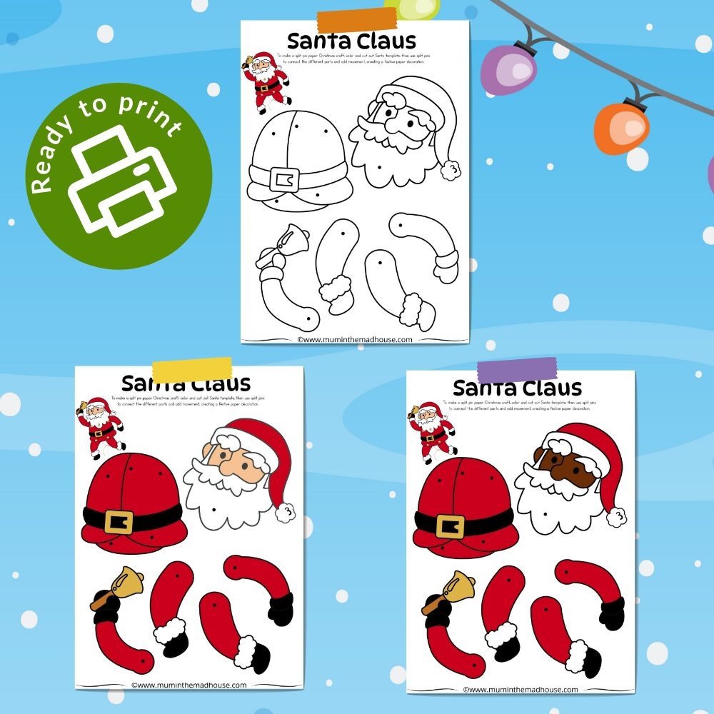 Printable Santa Puppet Template