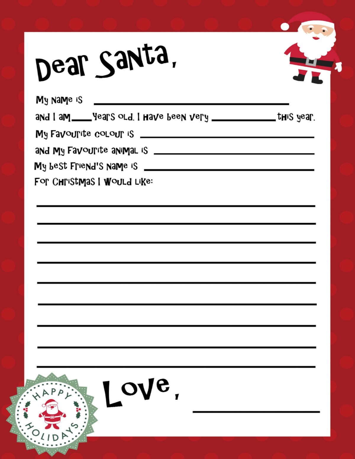 Free Printable Santa Claus Template