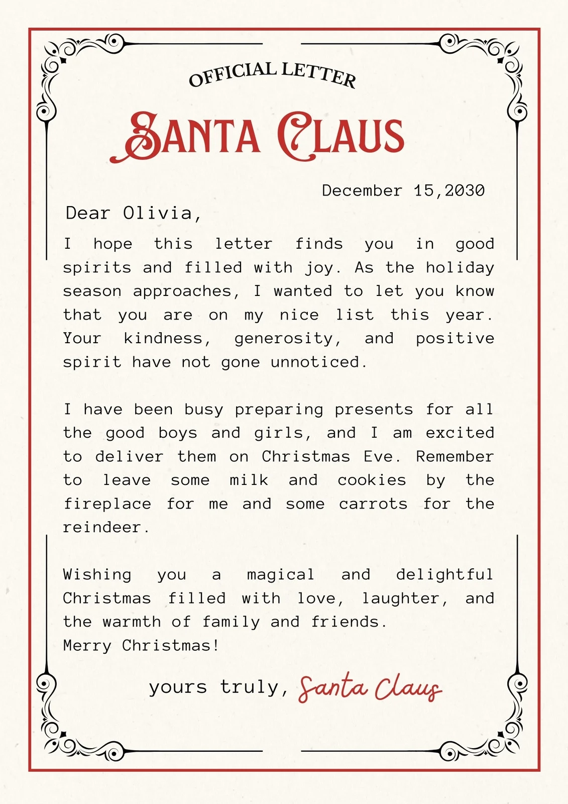 Free Printable Santa Letter Templates You Can Customize Canva