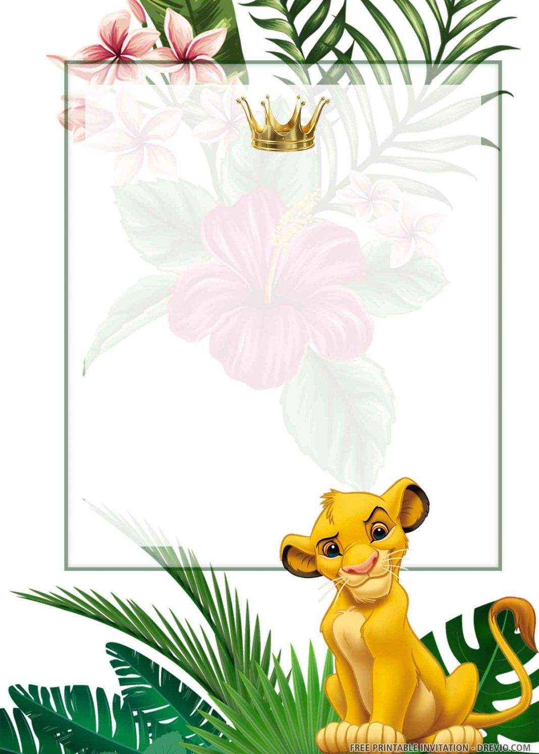 FREE PRINTABLE Simba Lion King Birthday Invitation Templates
