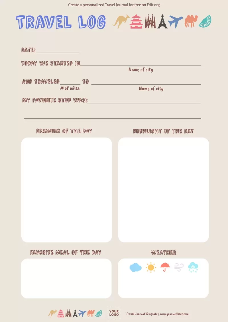 Free Printable Travel Journal Template