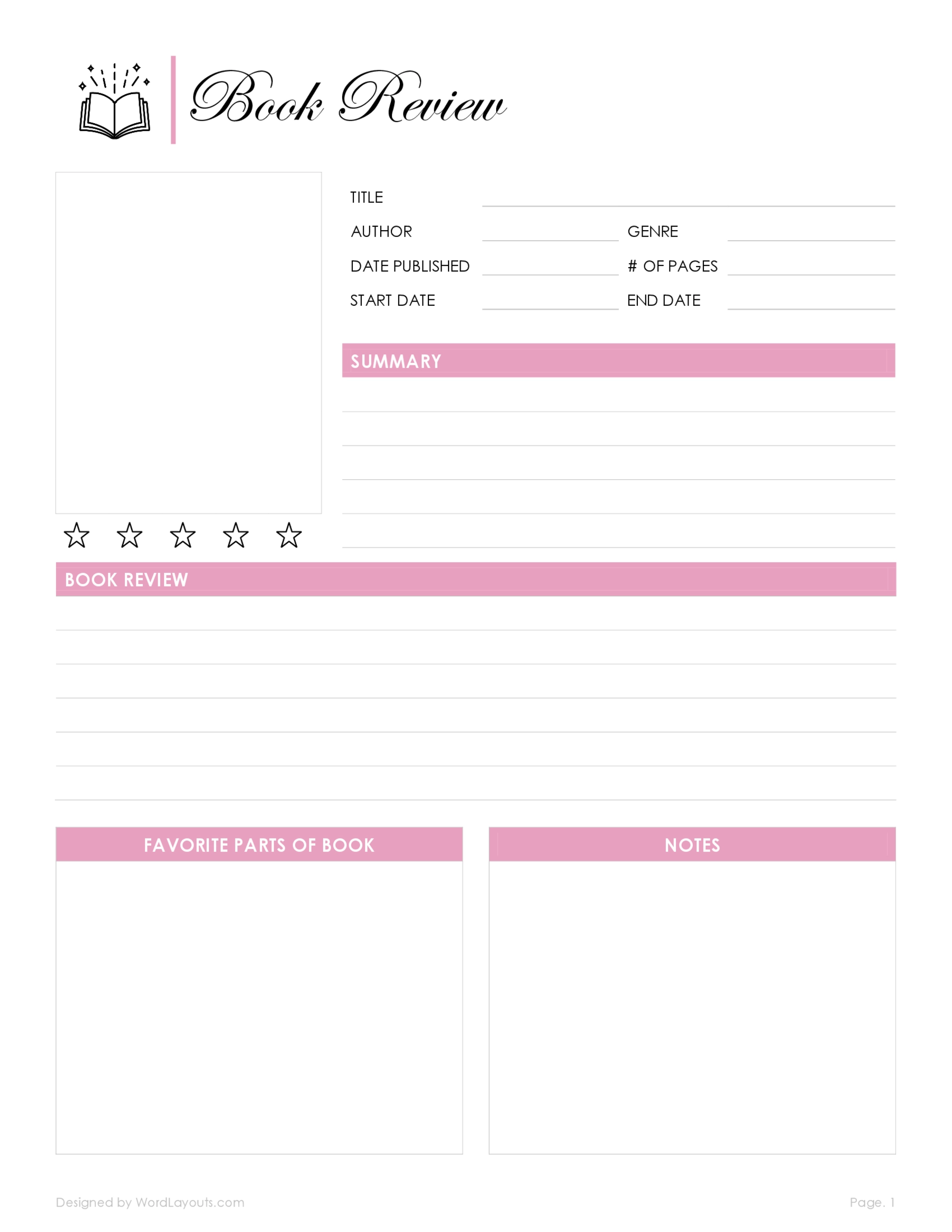 Free Reading Journal Printable 16 Pages WordLayouts