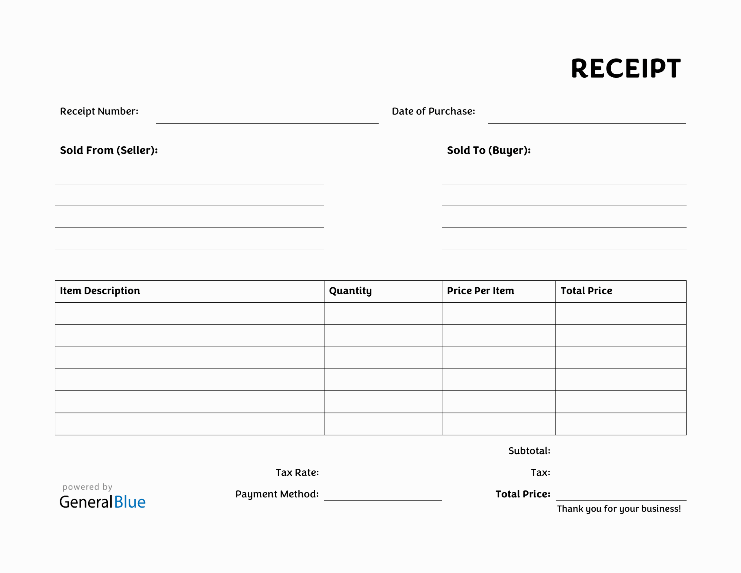 Printable Free Receipt Template