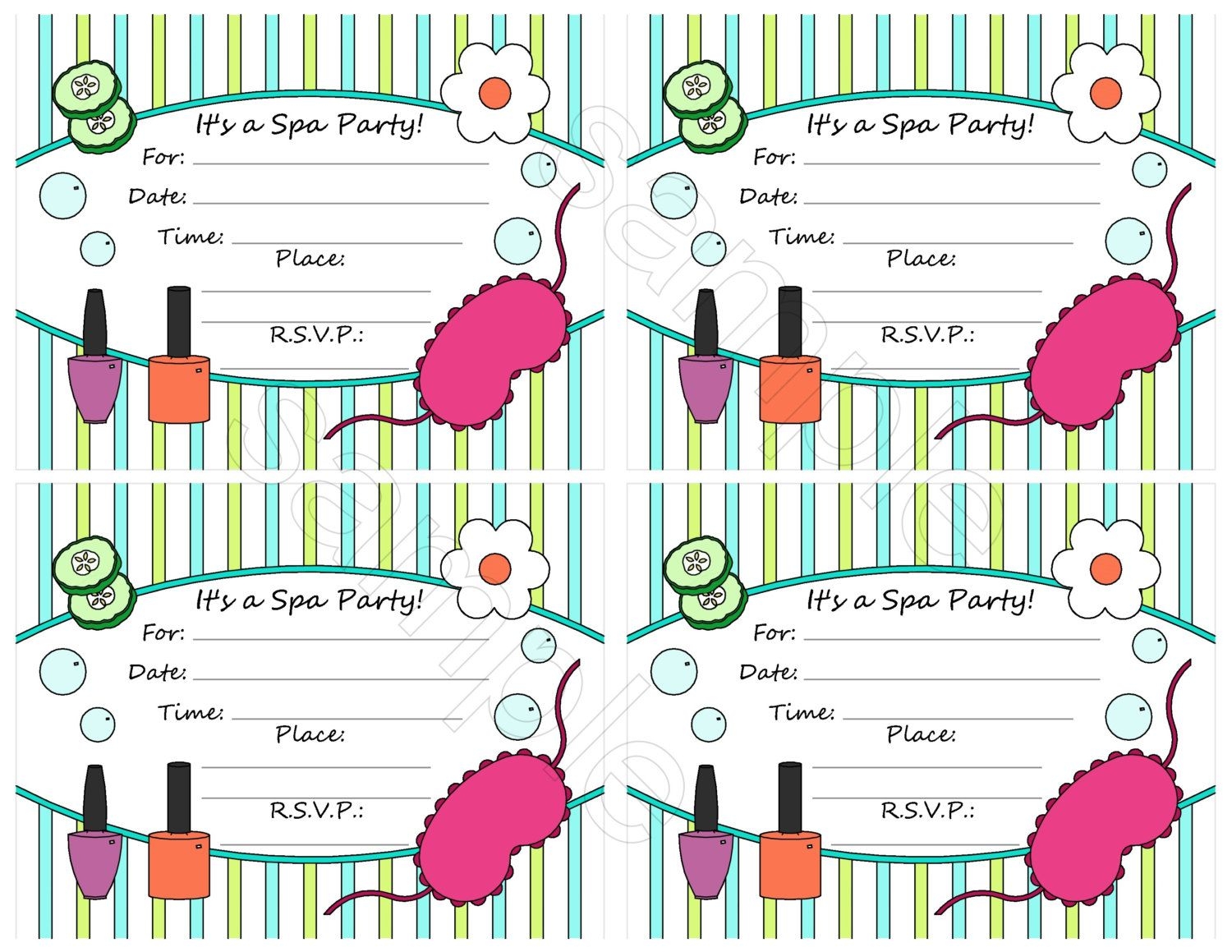 Free Spa Party Invitation Template