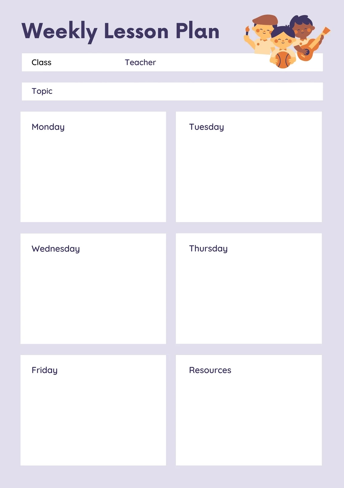 Free To Print Preschool Weekly Lesson Plan Templates Canva