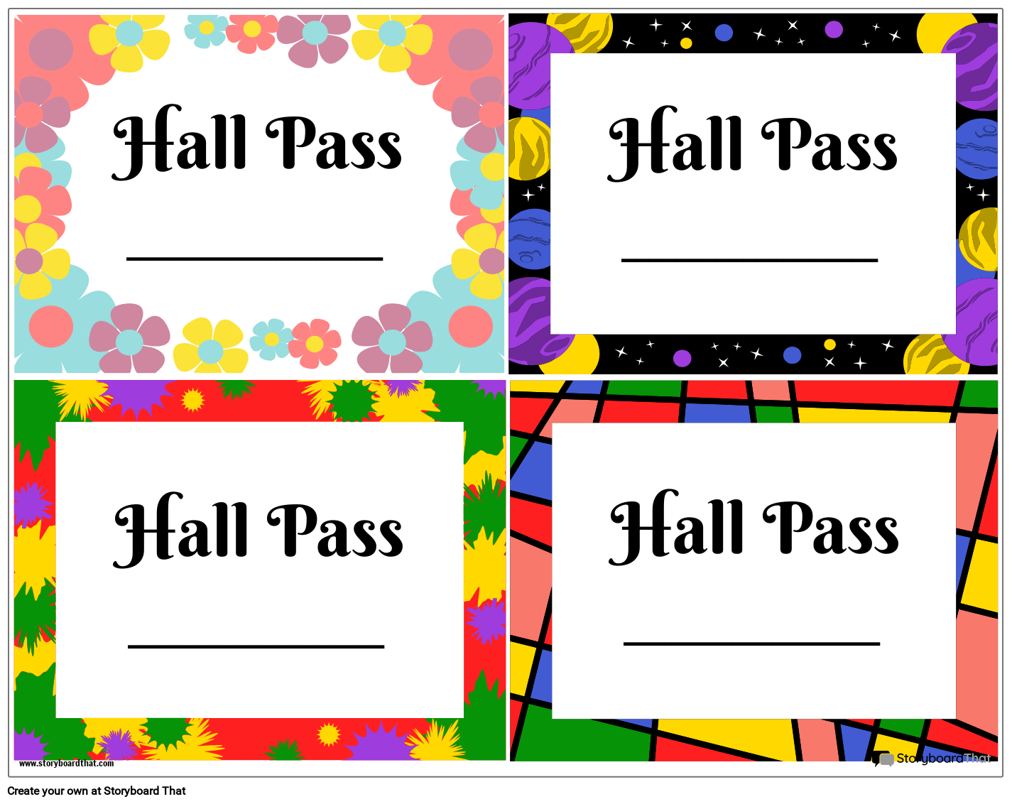Fun Hall Passes Template Storyboard Von Templates
