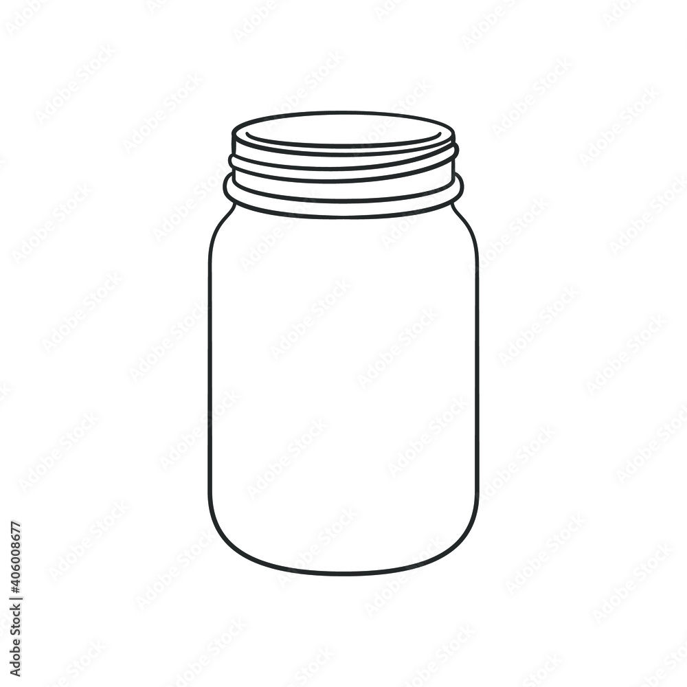 Glass Mason Jar Outline Line Art Clip Art Template Simple Flat Glass Mason Jar Outline Line Art Clip Art Template Simple Flat