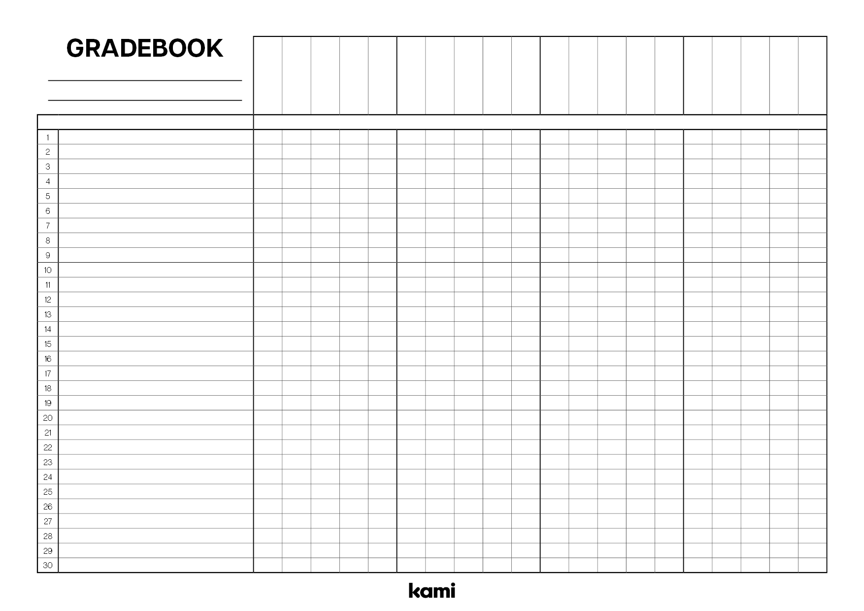 Gradebook 30 Lines Blank For Teachers Perfect For Grades 10th 