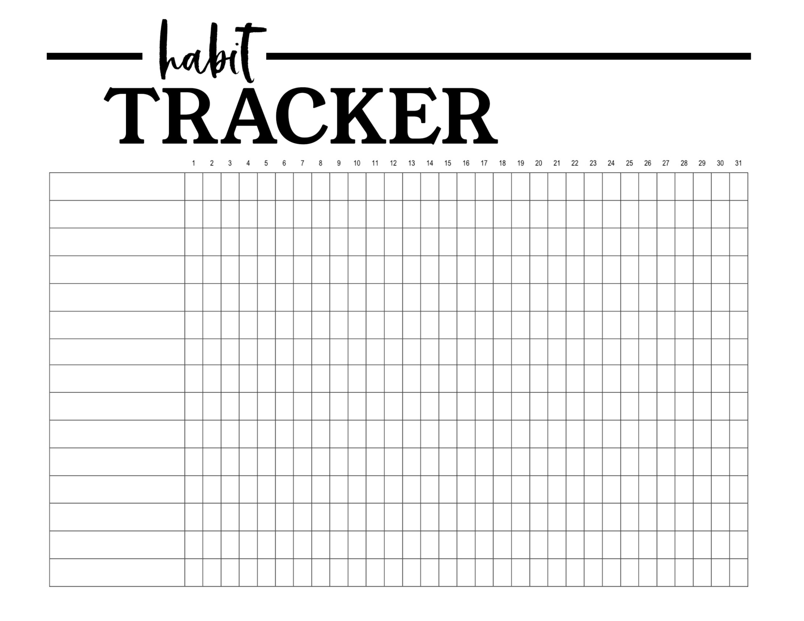 Habit Tracker Template Printable