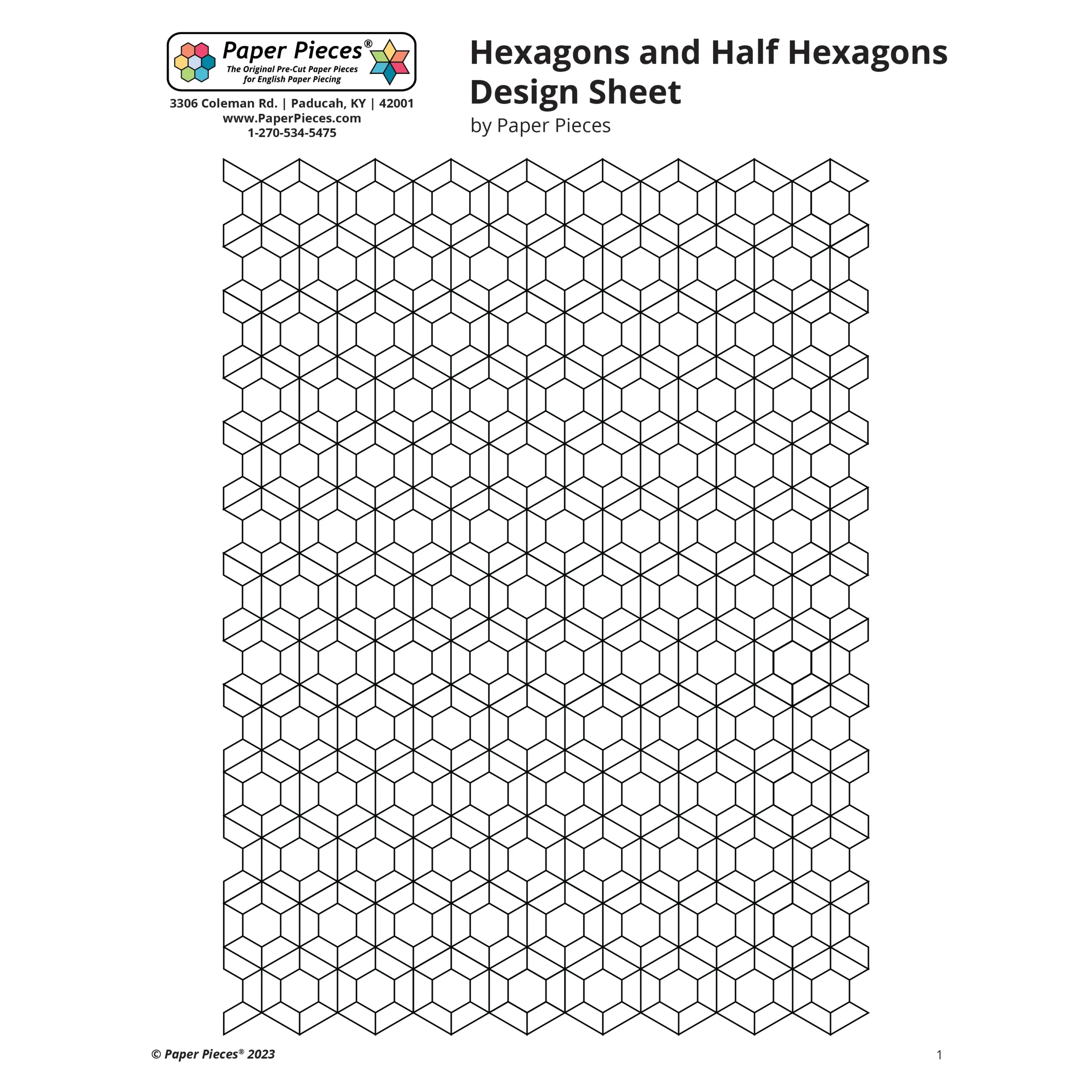 Hexagons Half Hexagons Design Sheet Free PDF Download Paper 