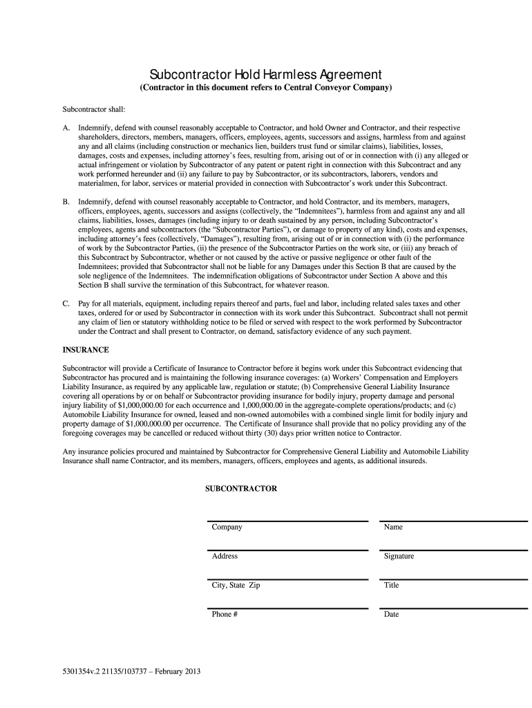 Hold Harmless Agreement Template Fill Out amp Sign Online DocHub
