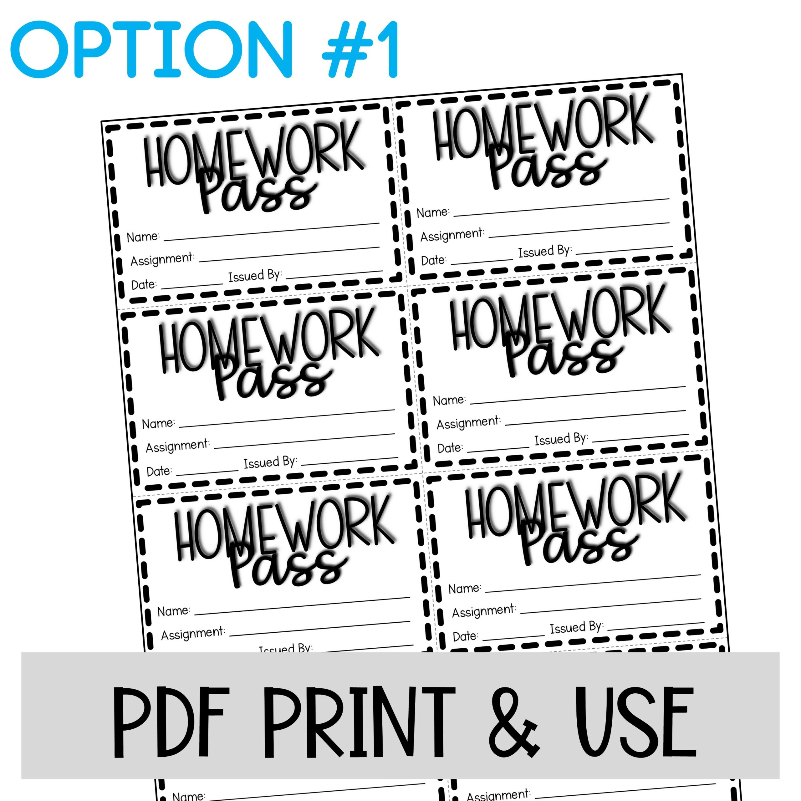 Free Printable Homework Pass Template