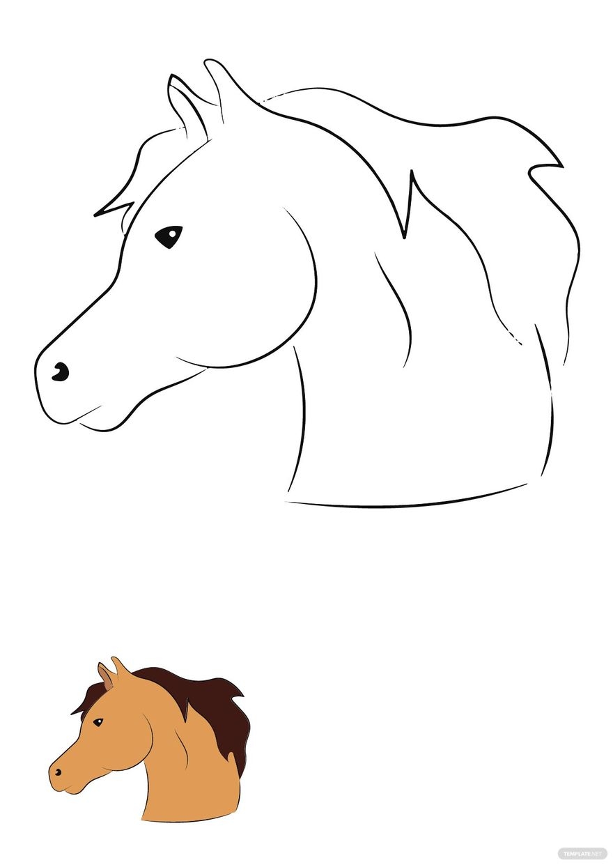 Horse Head Coloring Page In PDF Download Template