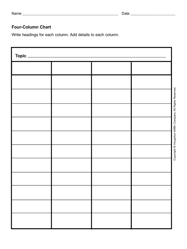 Houghton Mifflin Four Column Chart Form Fill Online Printable 