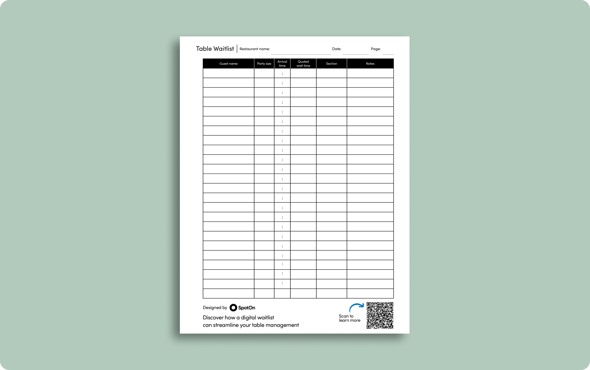 Printable Waiting List Template