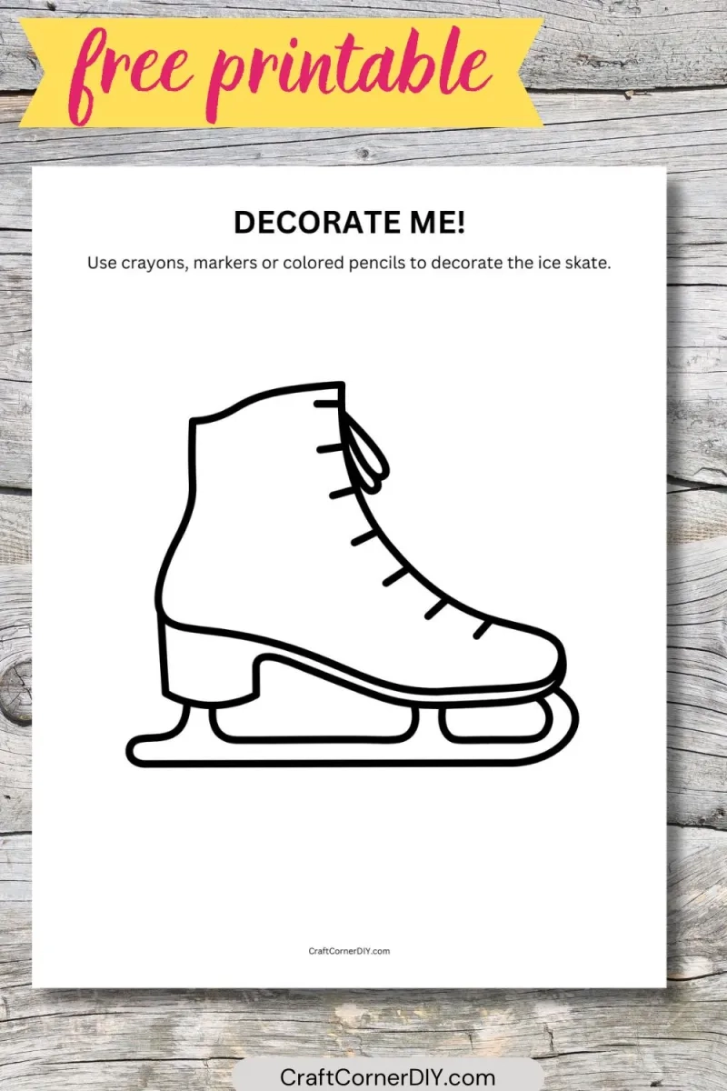 Ice Skate Coloring Page Free Printable Craft Corner DIY