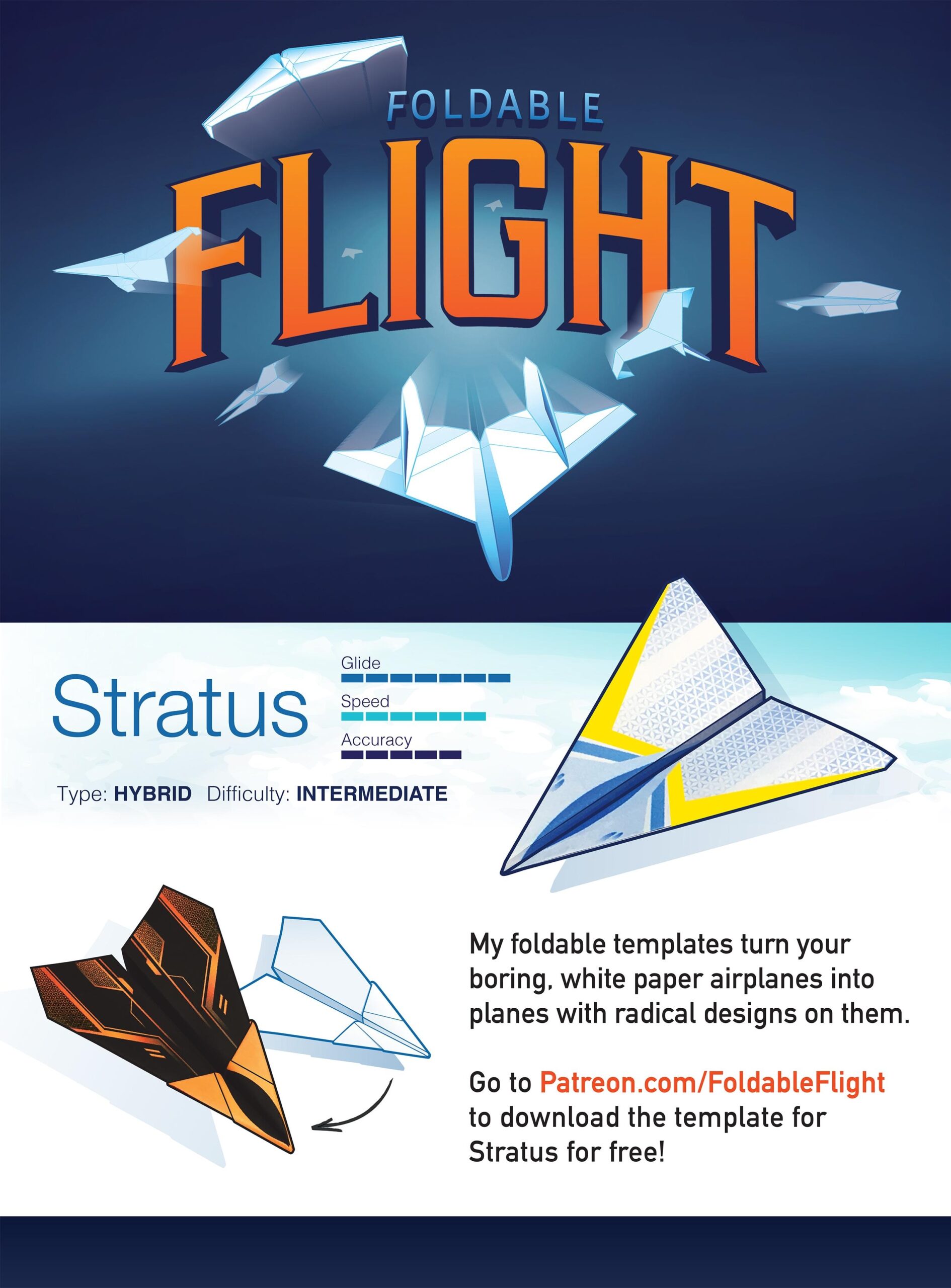 Paper Airplane Design Printable Foldable Flight Templates