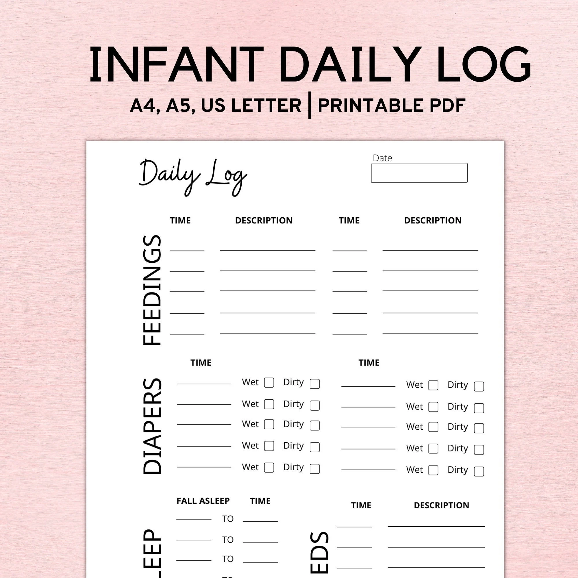 Infant Daily Log Printable Etsy
