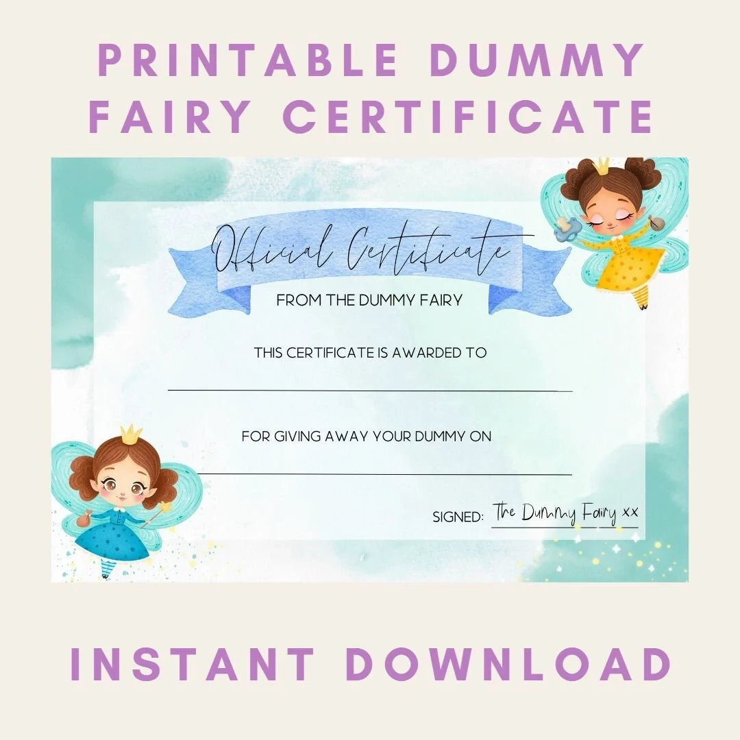 Instant Download Dummy Fairy Certificate blue Printable Size A4