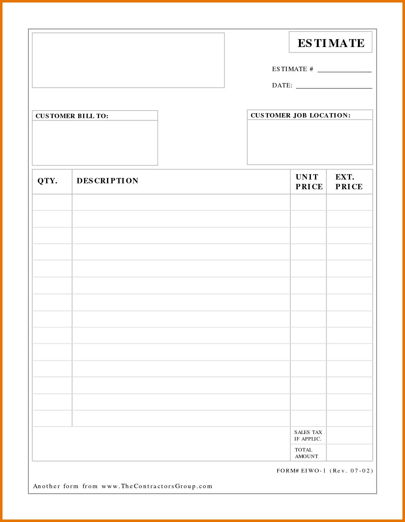 Free Printable Estimate Templates Free Printable Estimate Templates