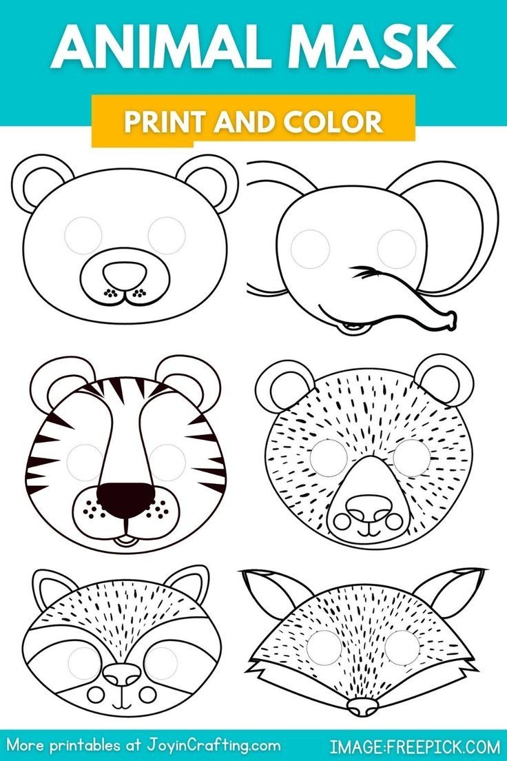 Jungle Animal Mask Printable Coloring Page