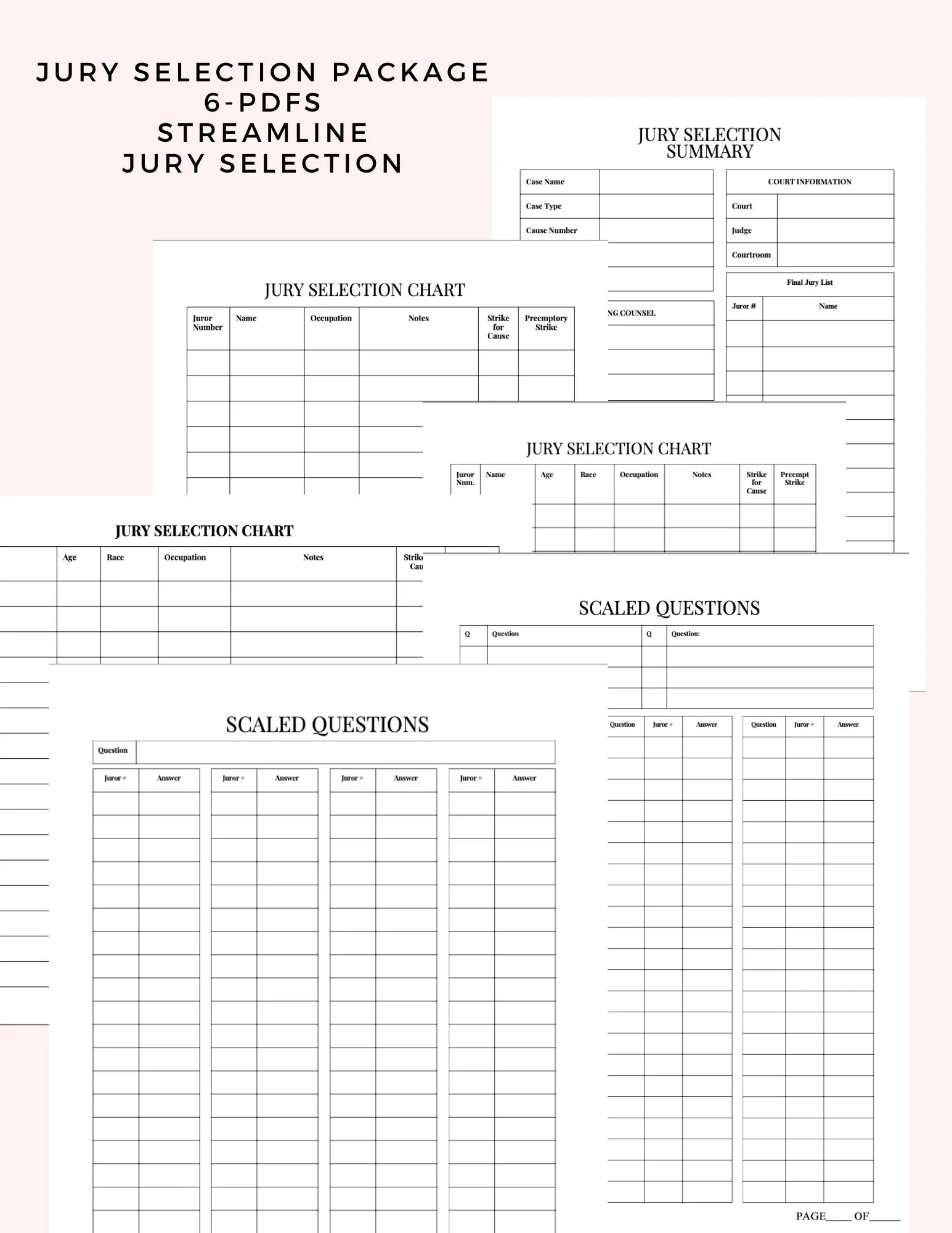 Printable Jury Selection Chart Template