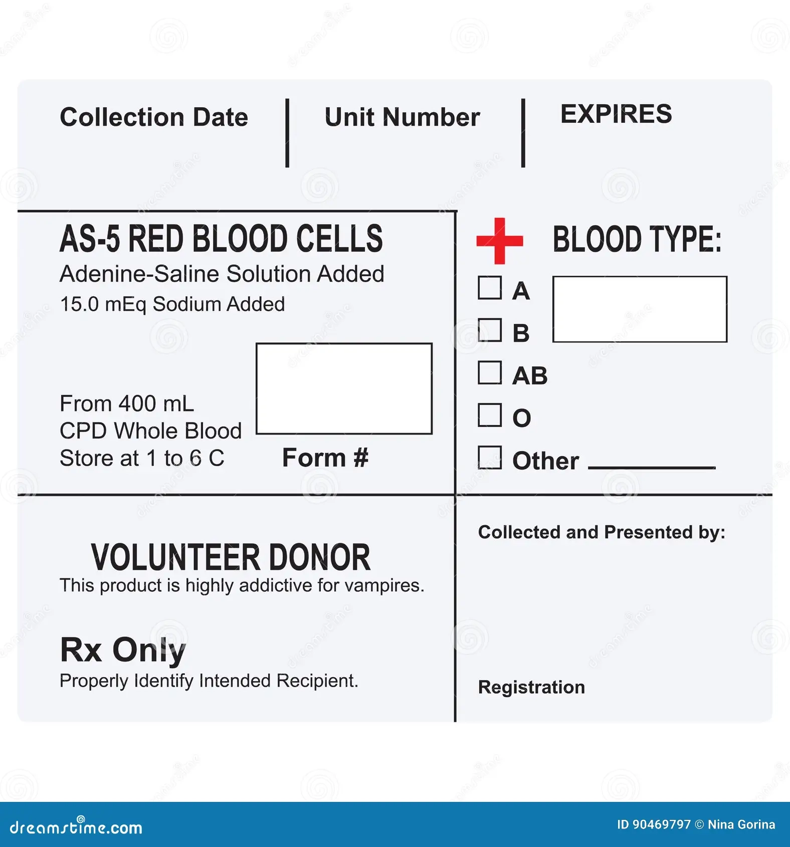 Label For A Container With Blood Stock Vector Illustration Of 