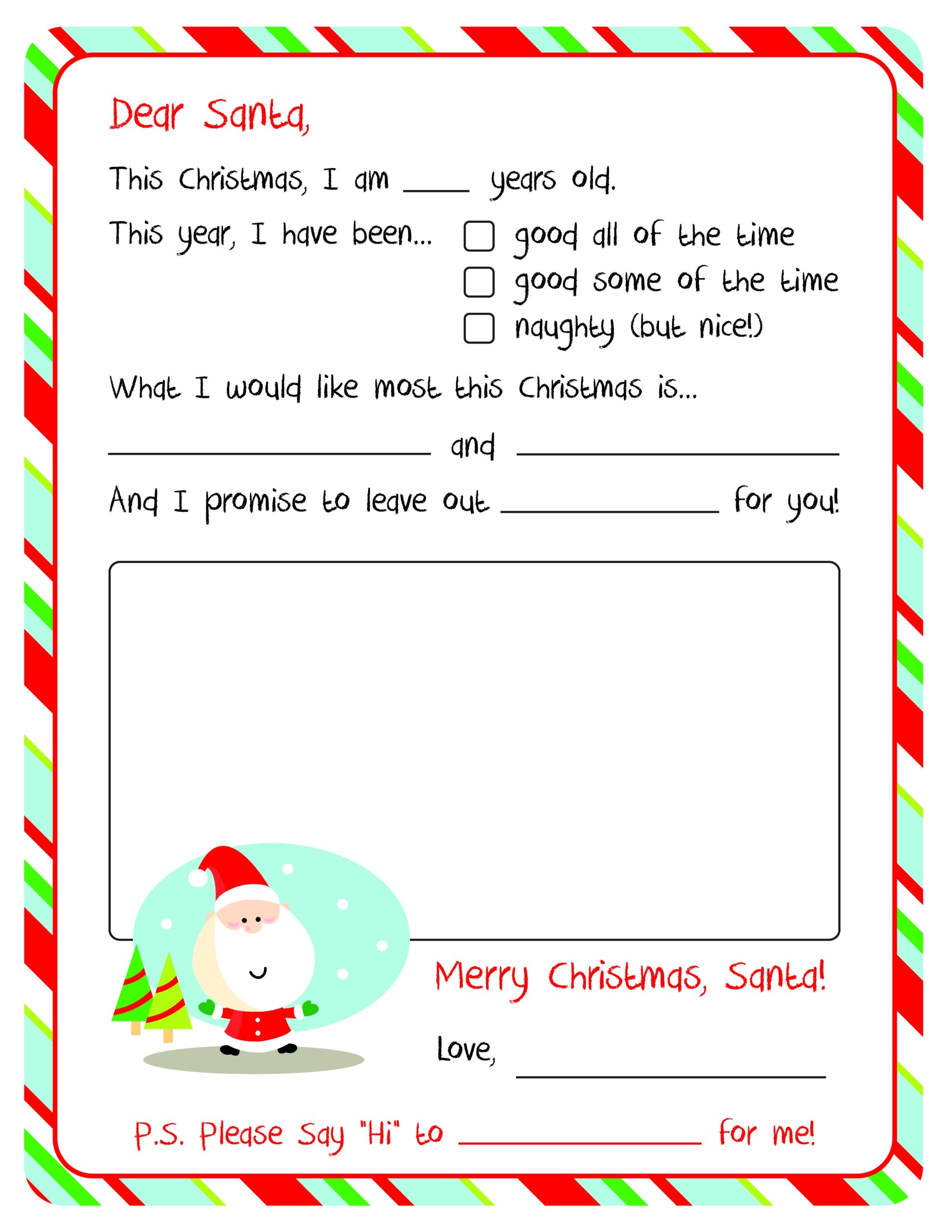 Free Printable Santa Claus Letter Template