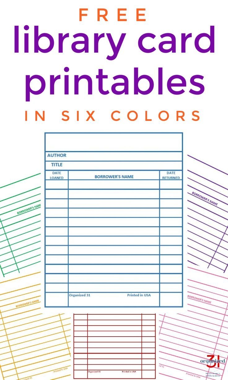 Free Printable Library Card Template