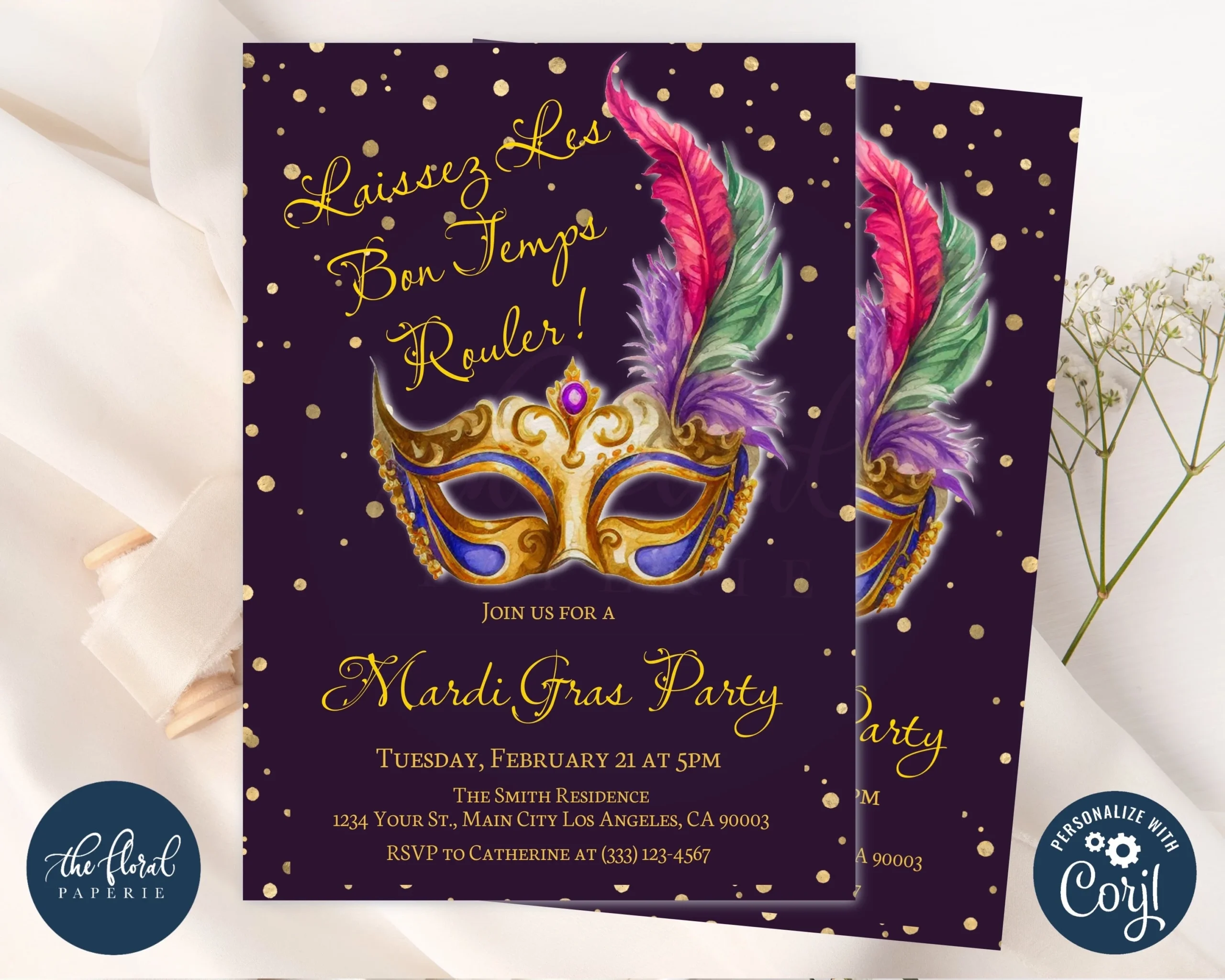 Free Printable Mardi Gras Invitation Template