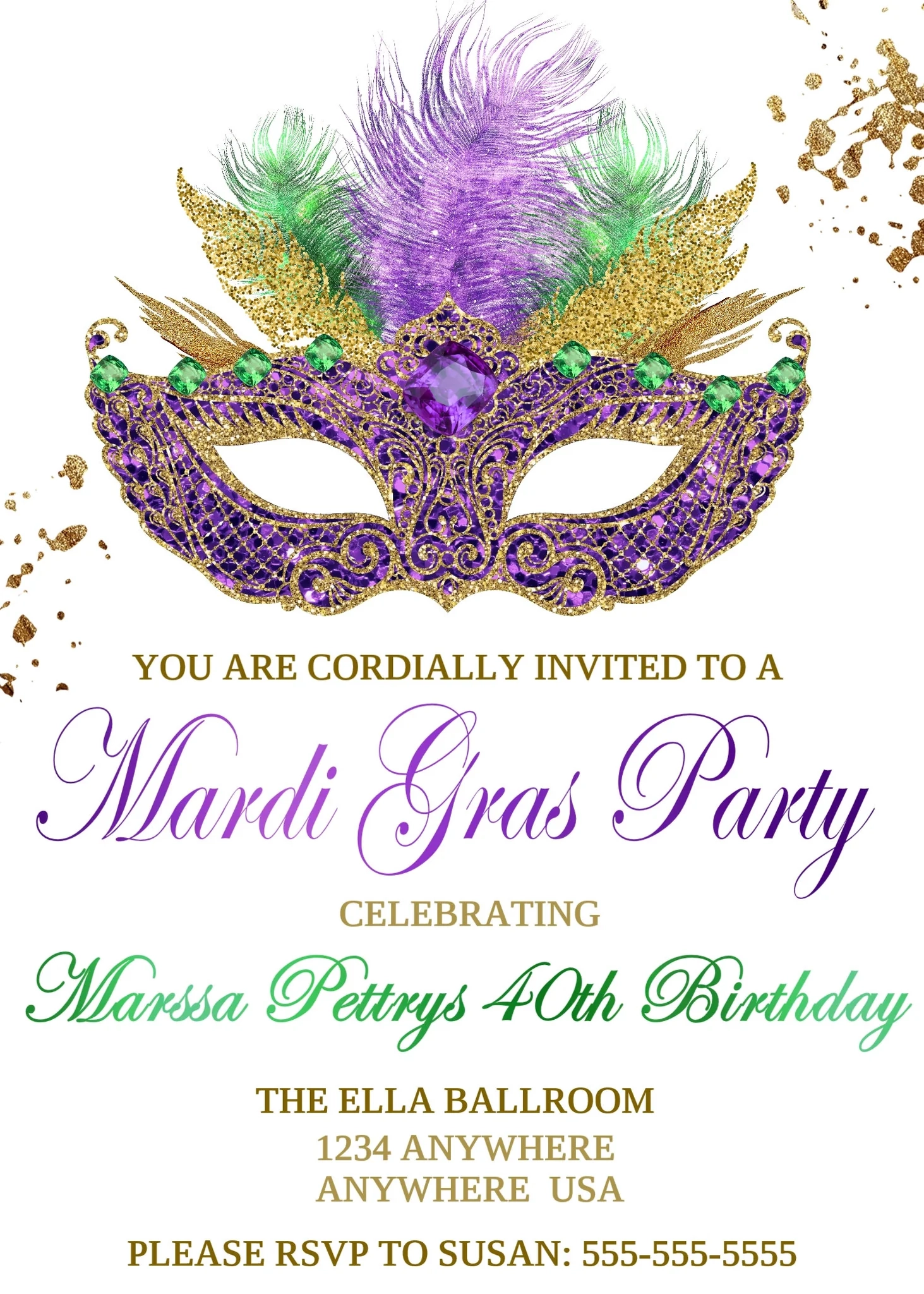 Mardi Gras Party Invite Birthday Party Invitation Mardi Gras 