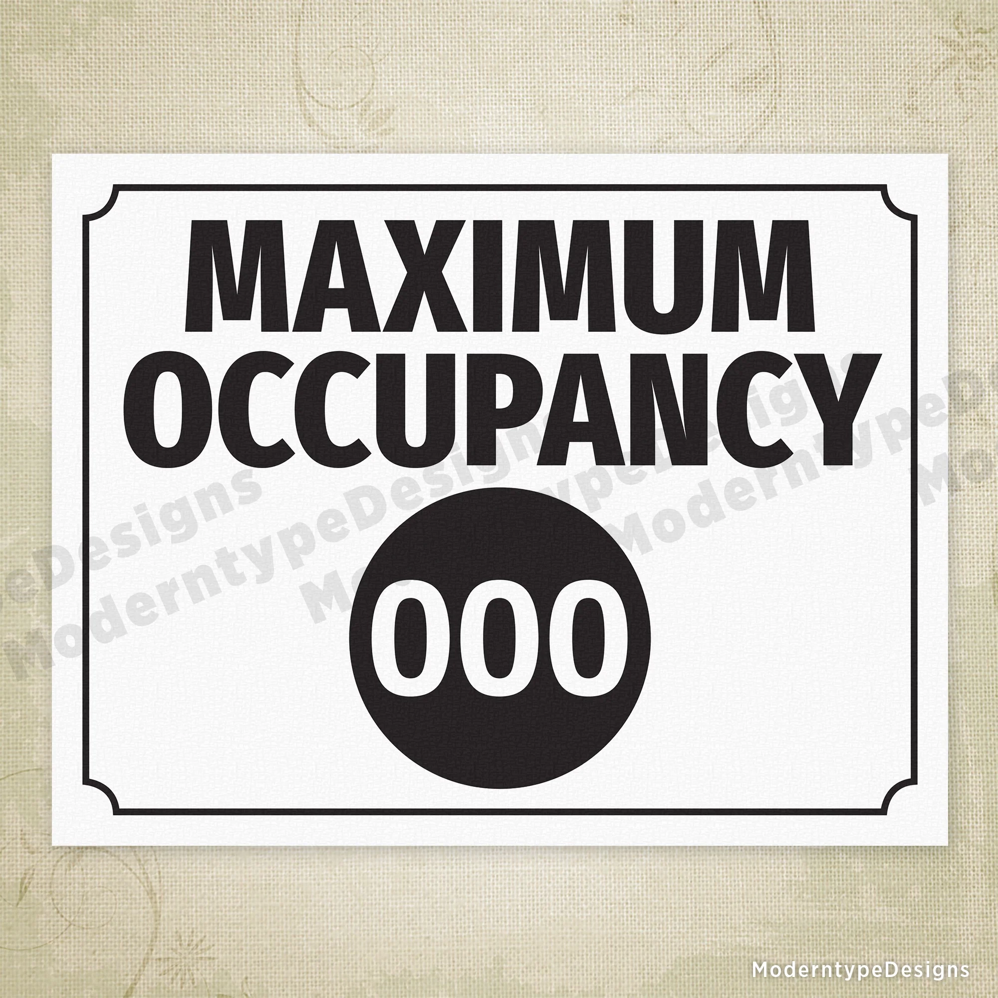 Maximum Occupancy Printable Sign Editable Maximum Occupancy Printable Sign Editable