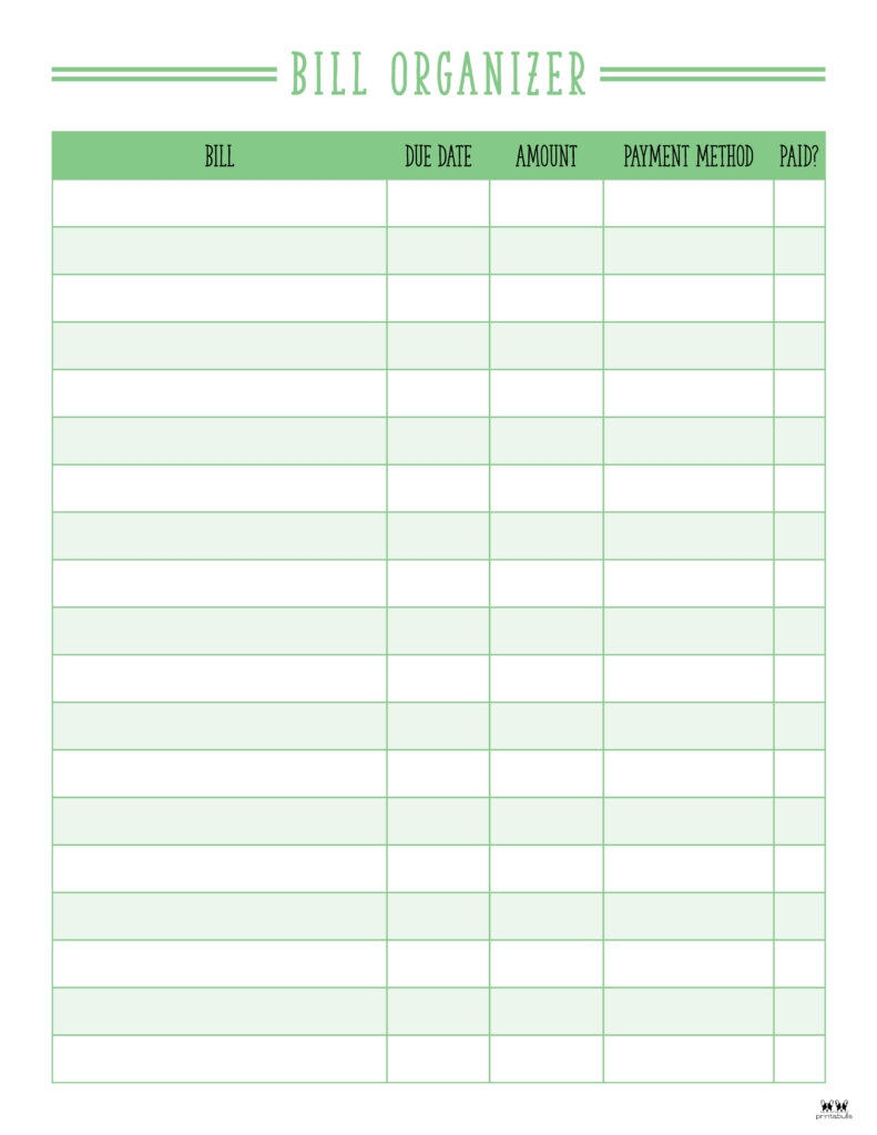 Bill Tracker Template Printable Bill Tracker Template Printable
