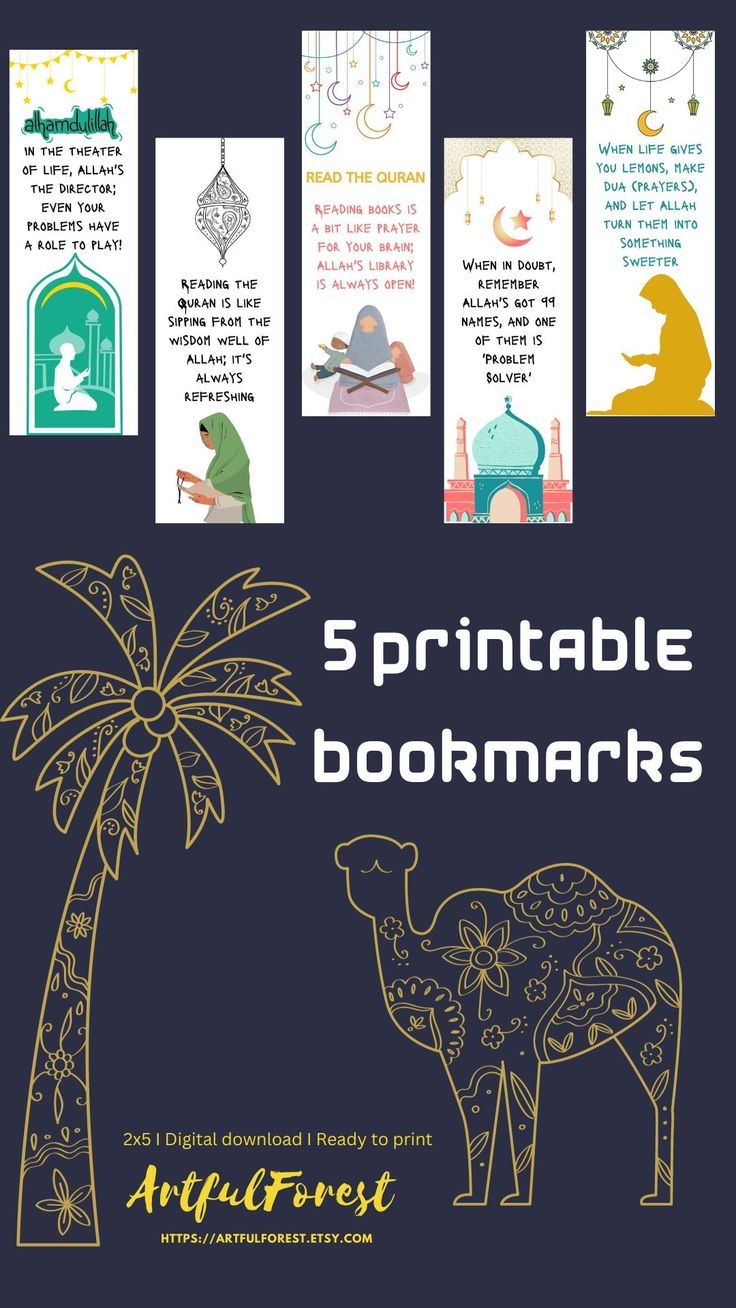 Muslim Printable Bookmarks Quran Bookmark Ramadan Gift Eid Gift