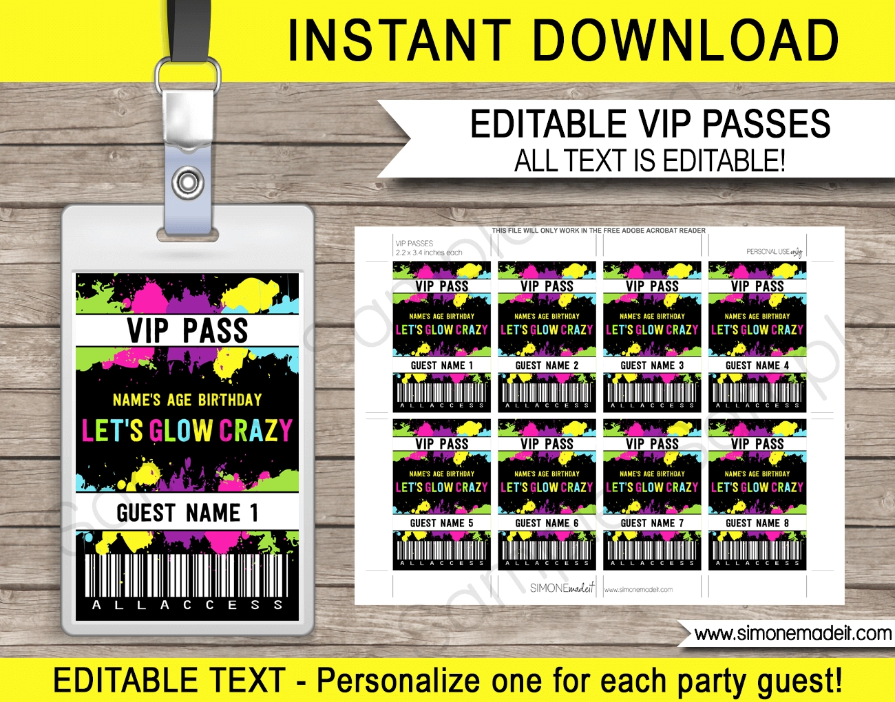 Customizable Free Printable Vip Pass Template