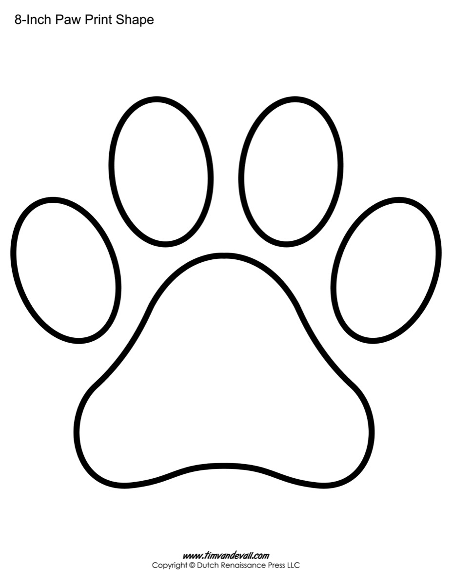 Paw Print Template Shapes Blank Printable Shapes