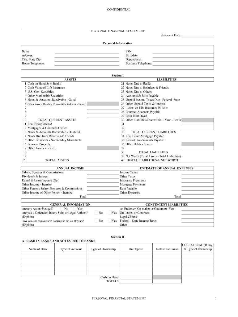Free Printable Financial Statement Template Free Printable Financial Statement Template