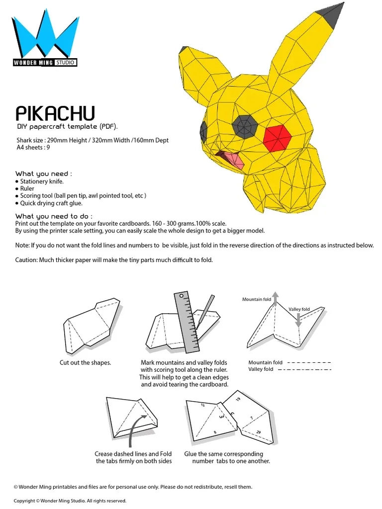 Pikachu Template Printable