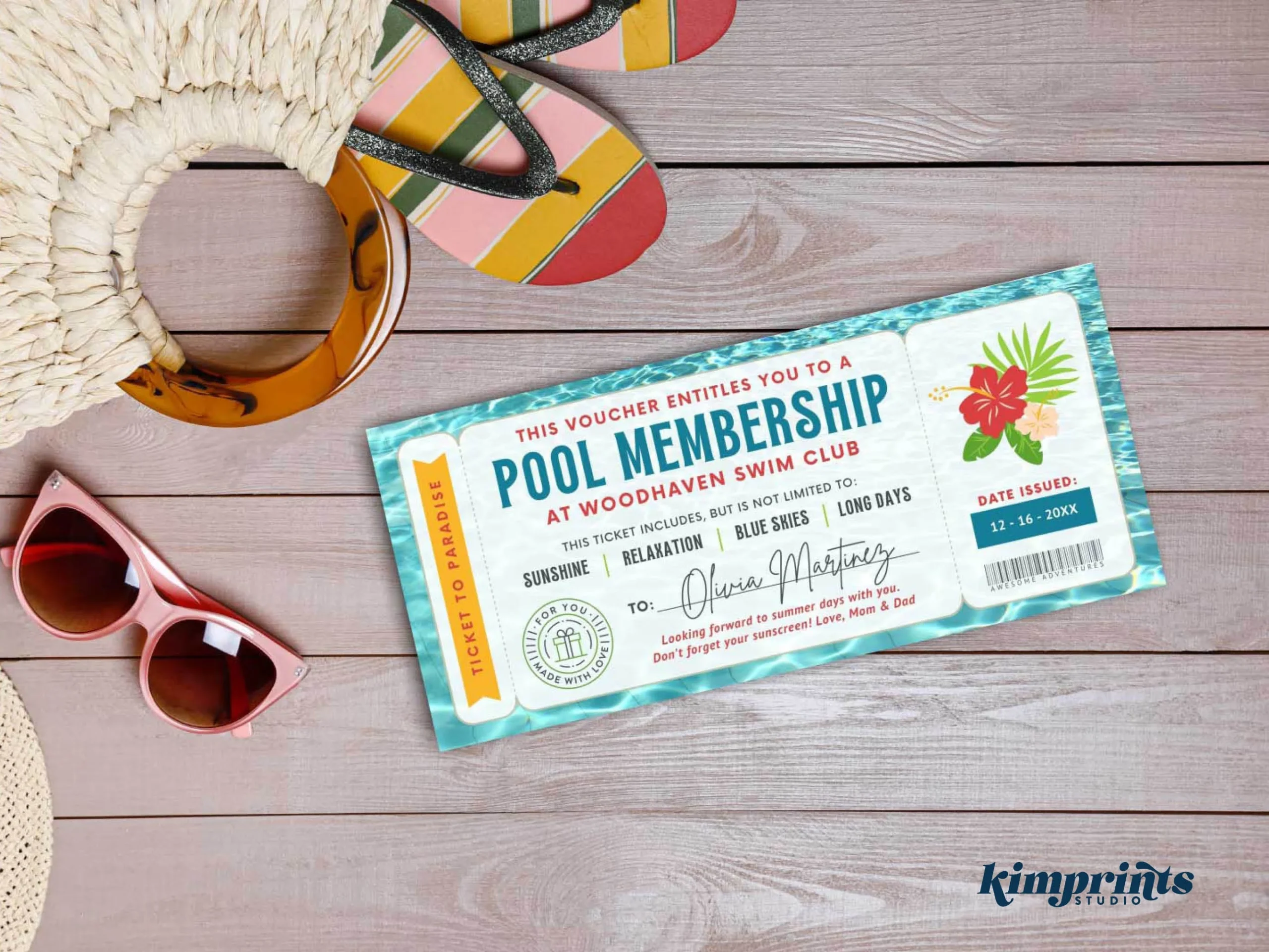 Pool Membership Template Swim Club Season Pass Printable 
