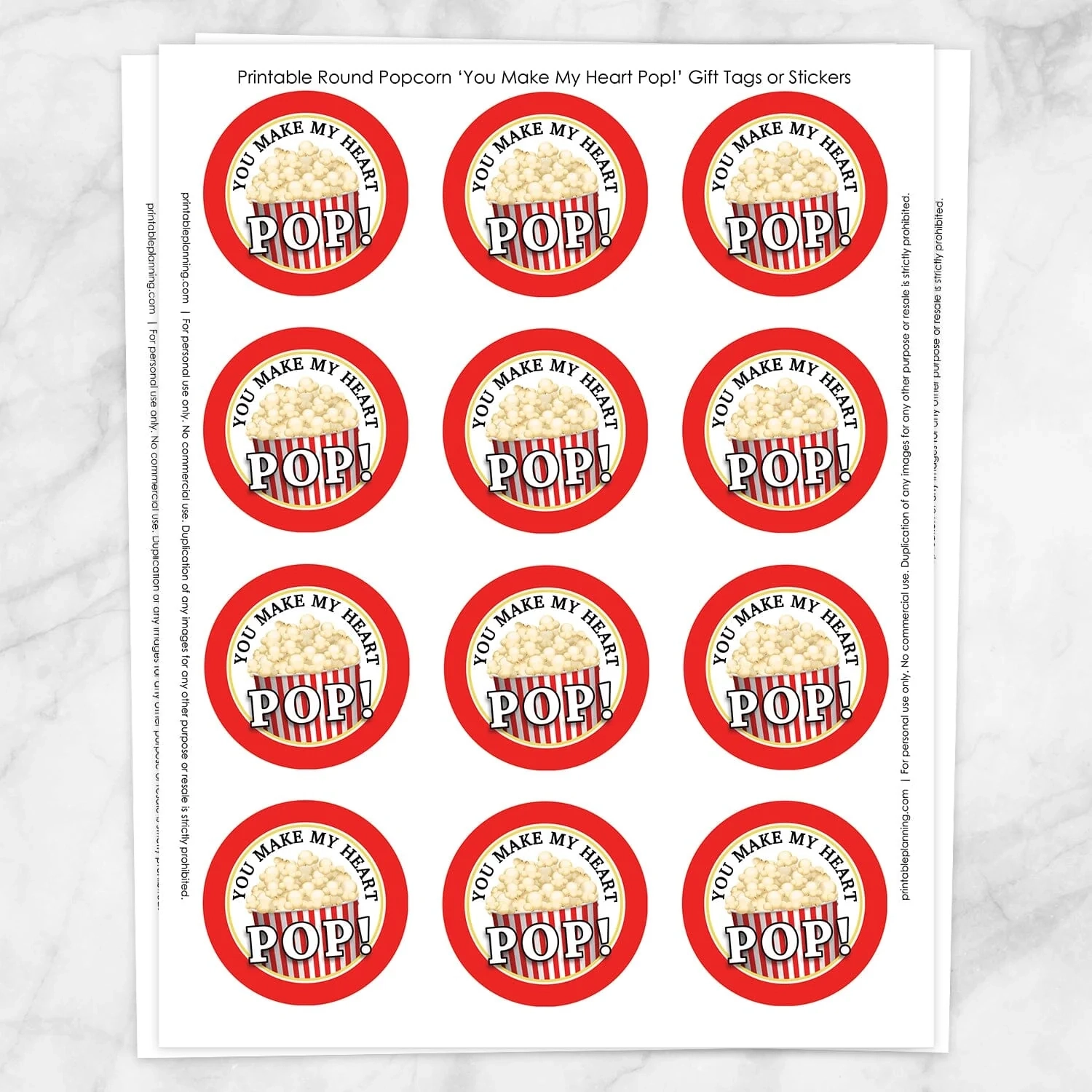 Printable Popcorn Label Template