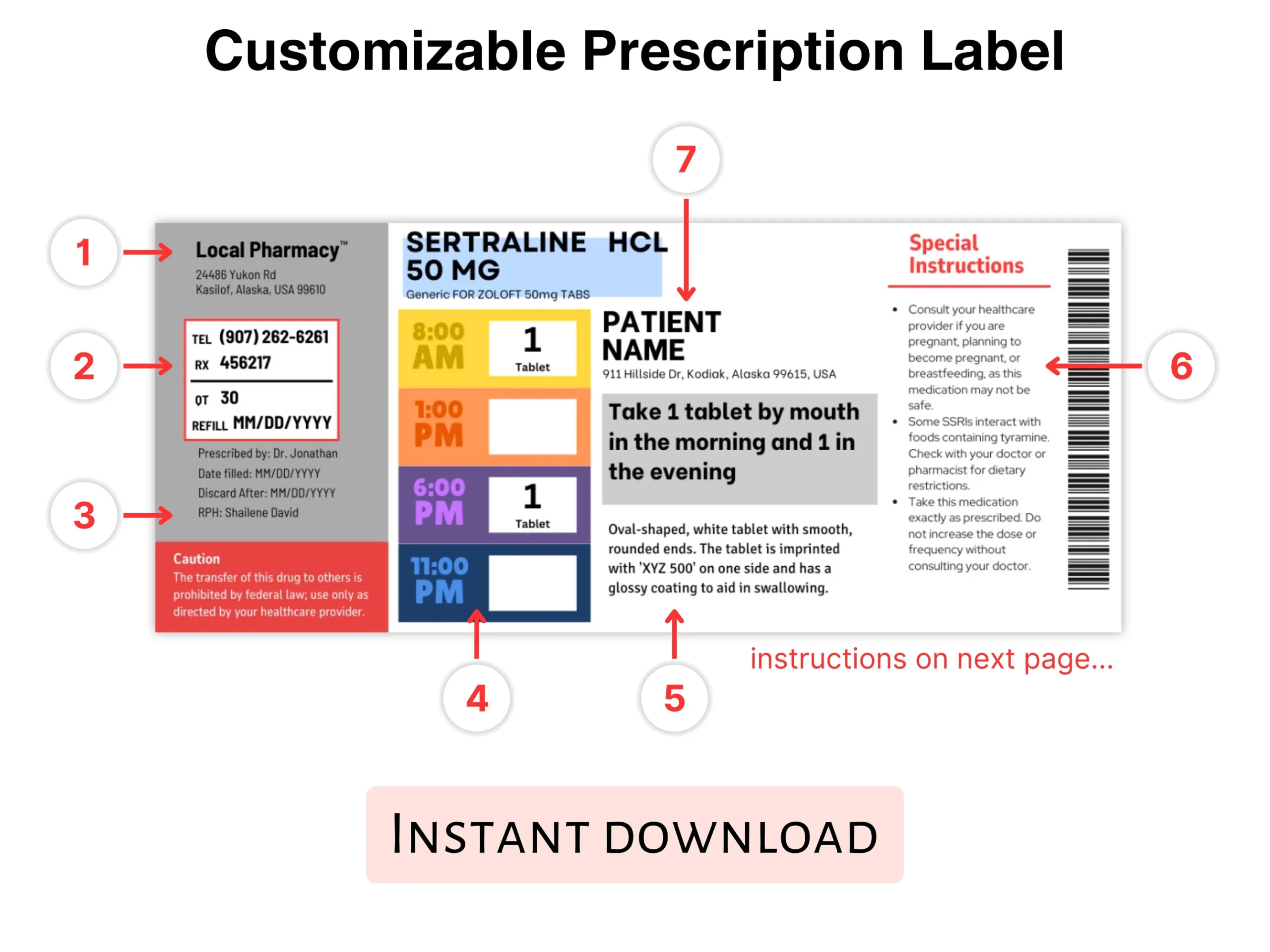 Prescription Label Template Editable Canva Template Easy To Edit