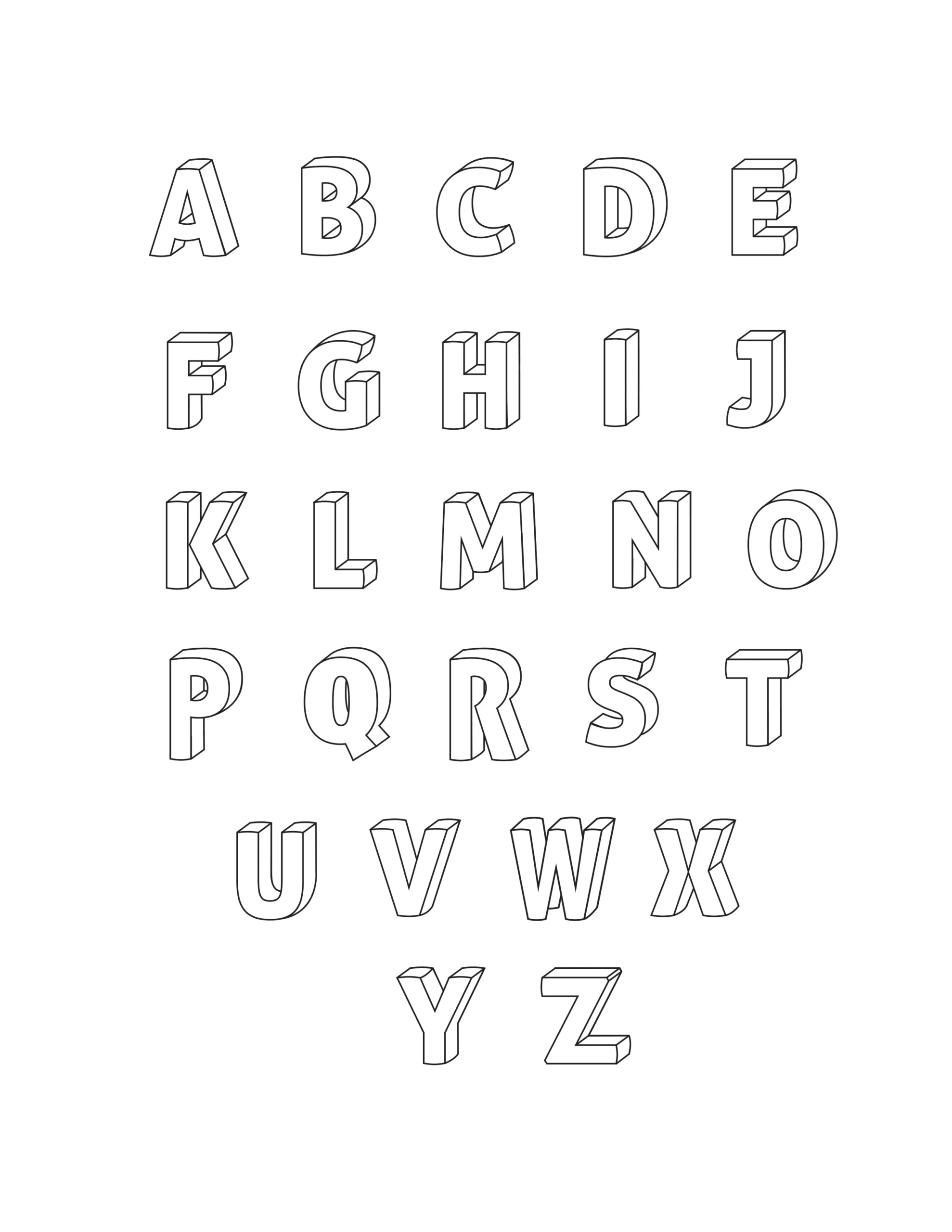 Printable 3D Bubble Letters Alphabet