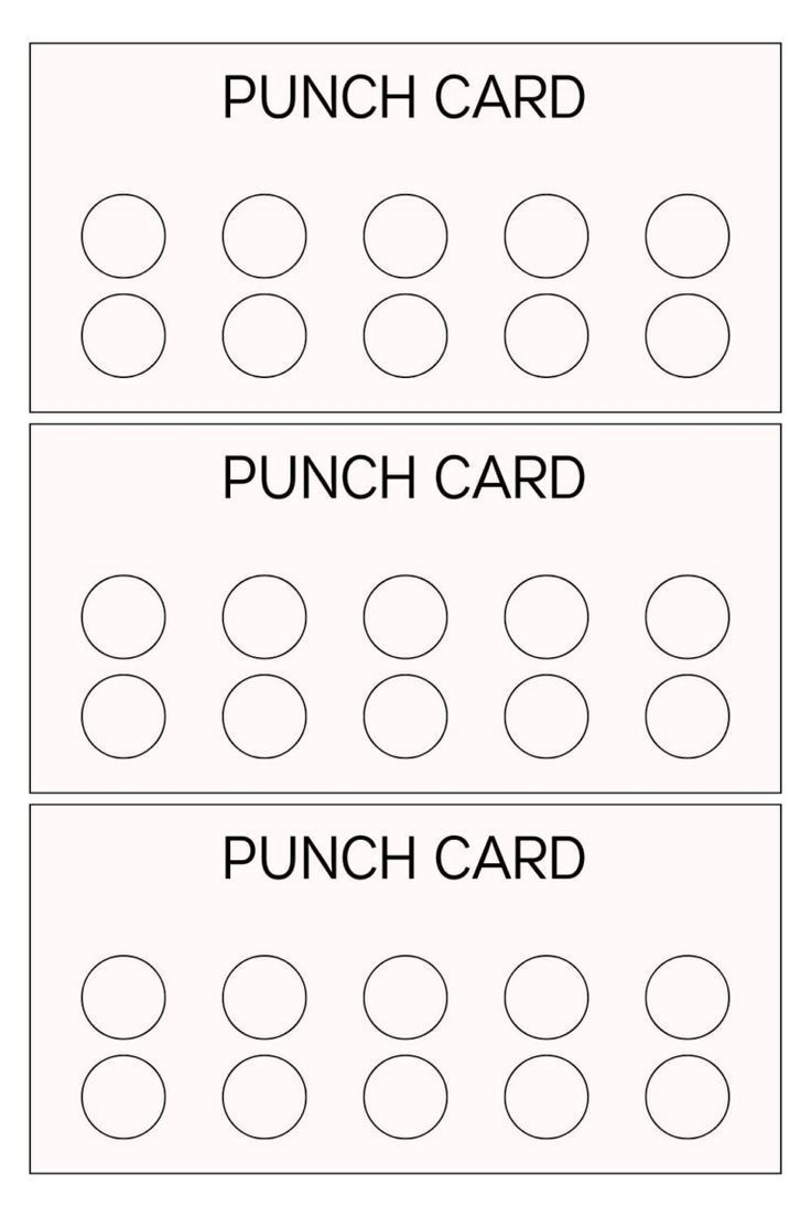 Printable Blank Punch Card Templates PDF
